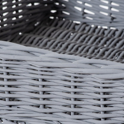 Large Grey Wicker Basket Butler Tray