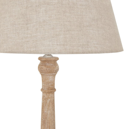 Delaney Natural Wash Spindle Lamp With Linen Shade