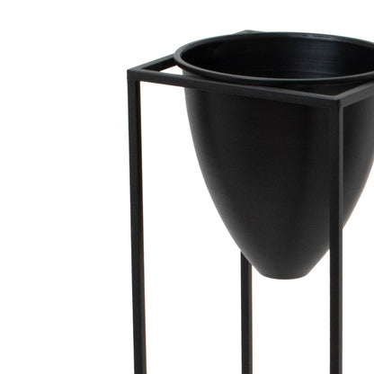 Large Matt Black Bullet Planter On Black Frame