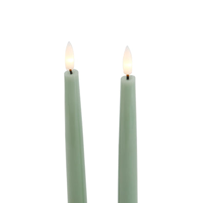 Luxe Collection S/2 Sage LED Wax Dinner Candles