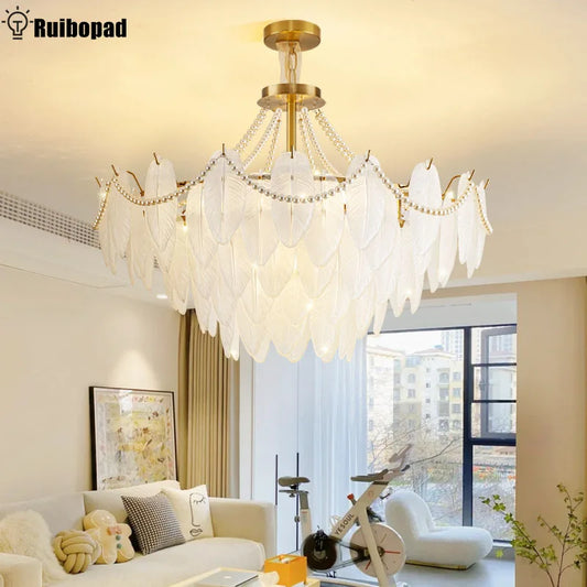 Glass Feather Elegance Chandelier